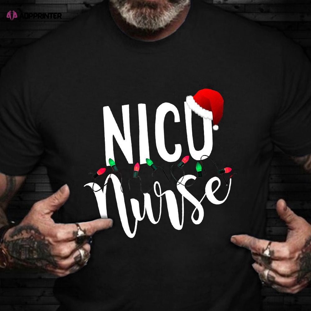 Nicu Nurse T-Shirt Santa Lights Best Friend Christmas Shirts Christmas Gifts For Nurses