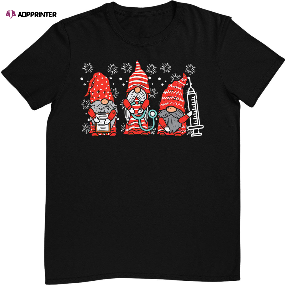 Nurse Christmas Gnomes Cute Xmas Scrub Top For Nurses T-shirt