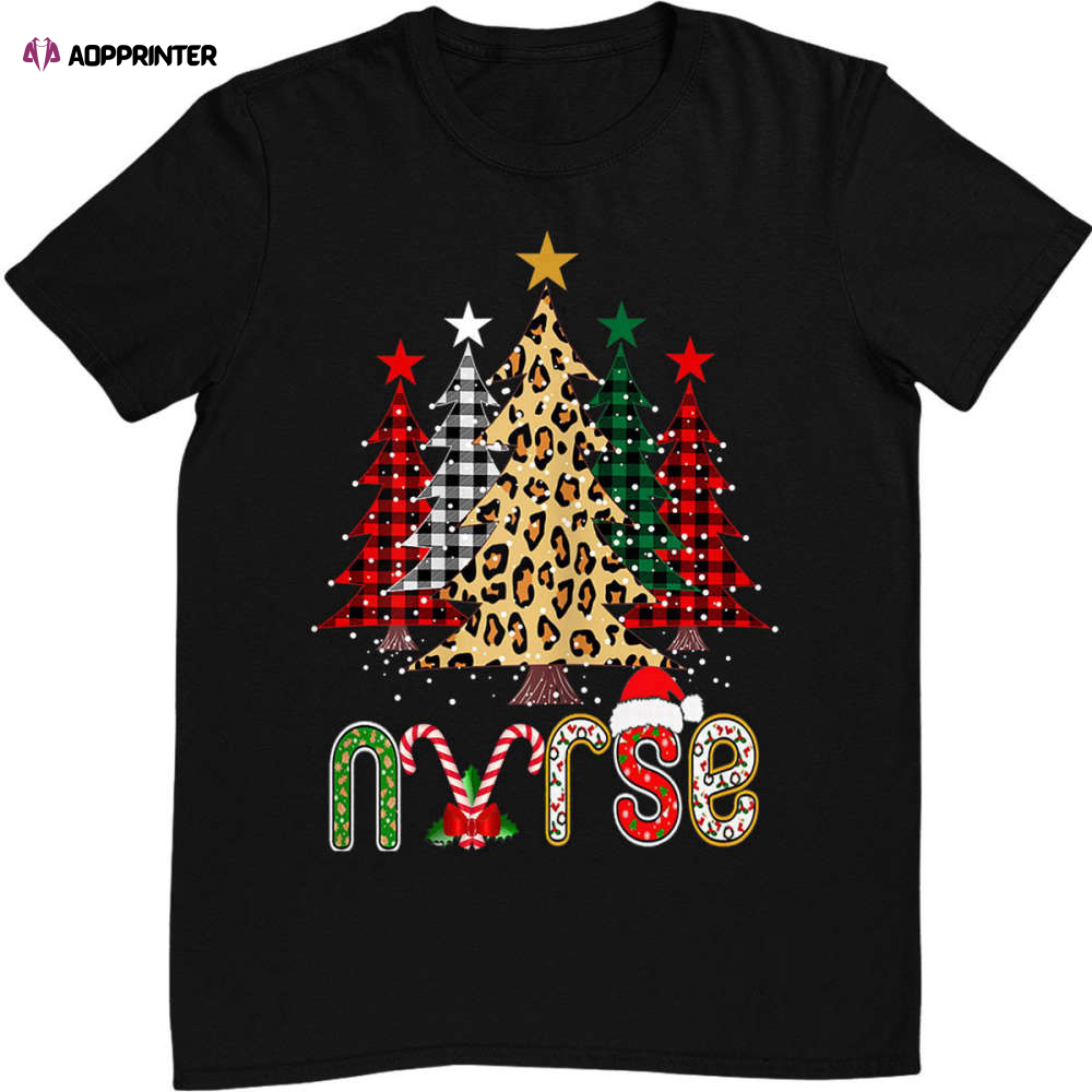 Nurse Christmas Tree Stethoscope RN LPN Scrub Nursing X-mas T-shirt