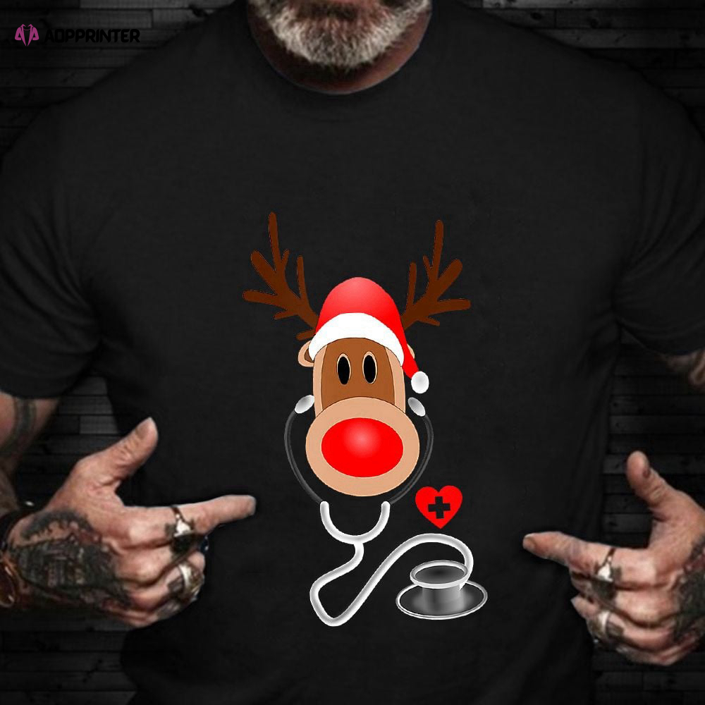 Nurse Reindeer Christmas T-Shirt Cute Graphic Friends Christmas Shirt Nurses Day Gift Ideas