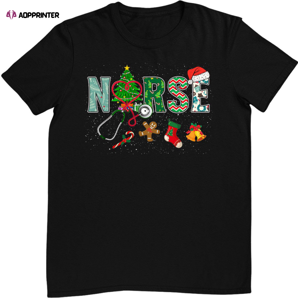 Nurse RN Stethoscope Christmas Tree Ornaments Decor Funny Gift For Nurses T-Shirt
