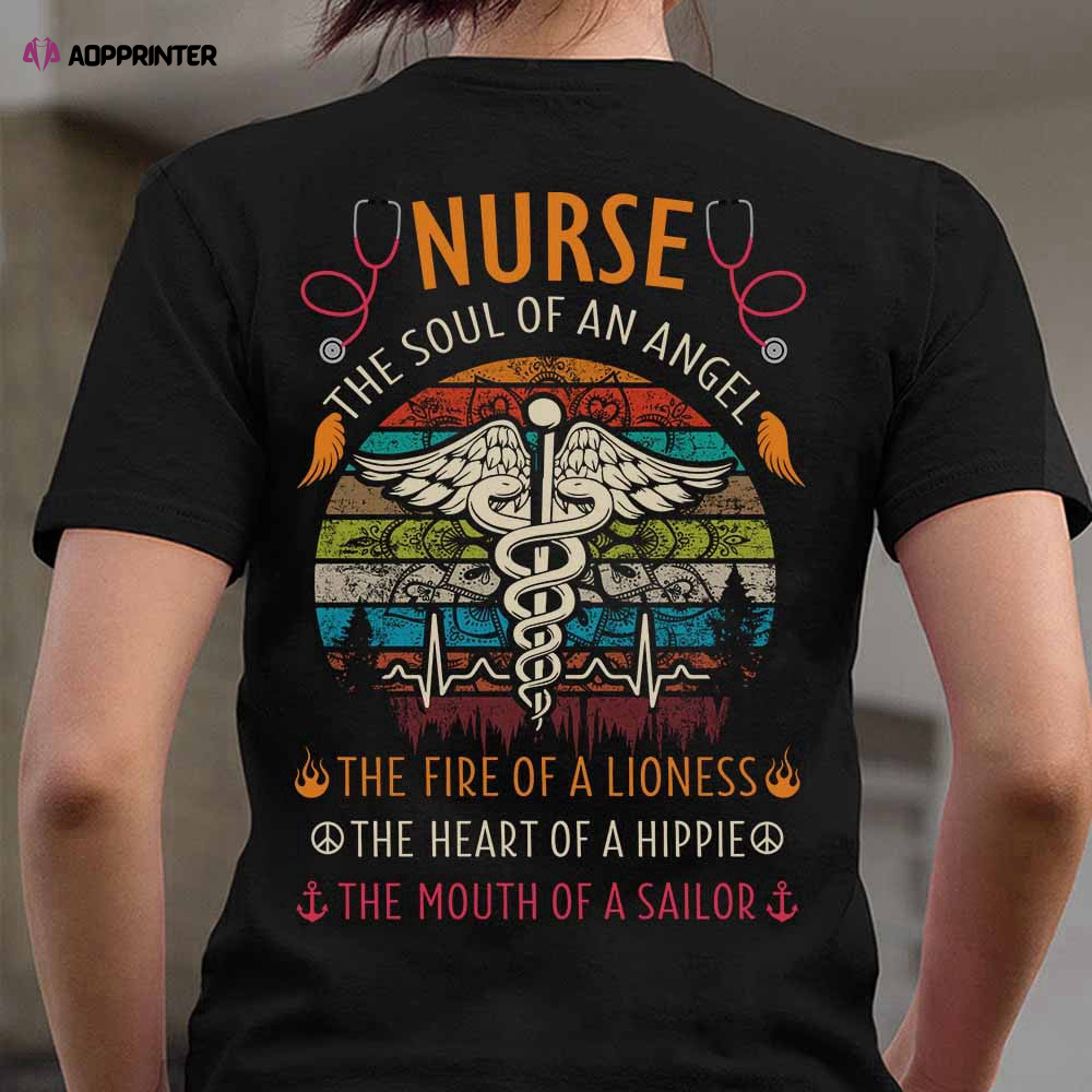 Nurse The Soul Of Angel Nurse  Black  T-shirt Funny Gift For Nurses T-Shirt