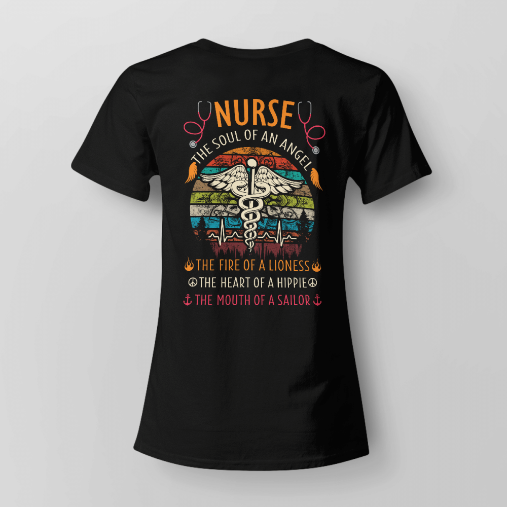 Nurse The Soul Of Angel Nurse  Black  T-shirt Funny Gift For Nurses T-Shirt