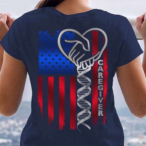 Proud  Caregiver  Navy Blue Caregiver T-shirt Gift For Men And Women