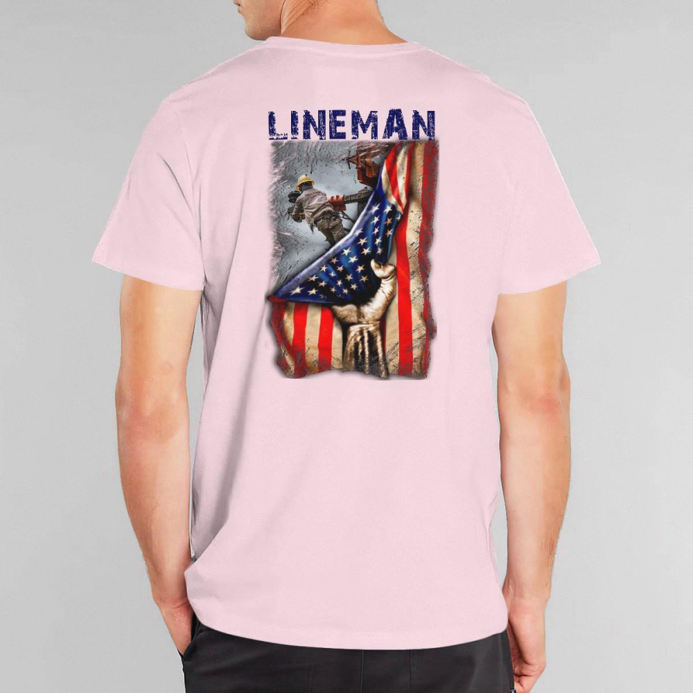 Proud Lineman Ash Grey Lineman  T-shirt For Men And Women