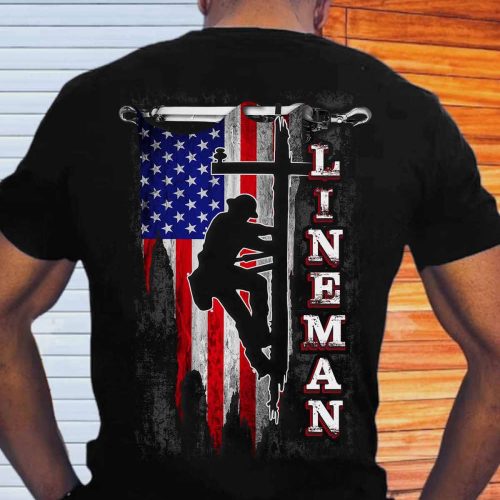 Proud Lineman Black Lineman T-shirt For Men And Women