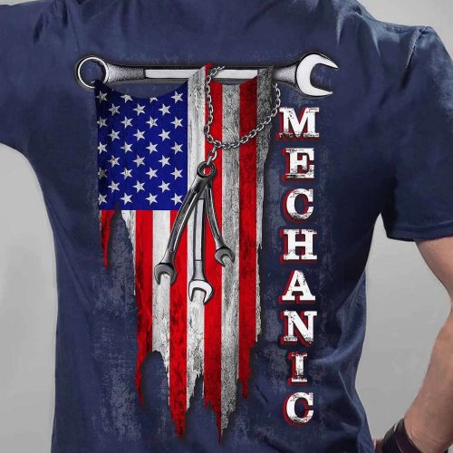 Proud Mechanic Navy Blue Mechanic T-shirt For Men And Women