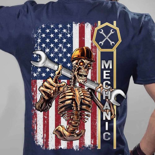 Mechanic’s Lady Navy Blue Mechanic T-Shirt For Men And Women