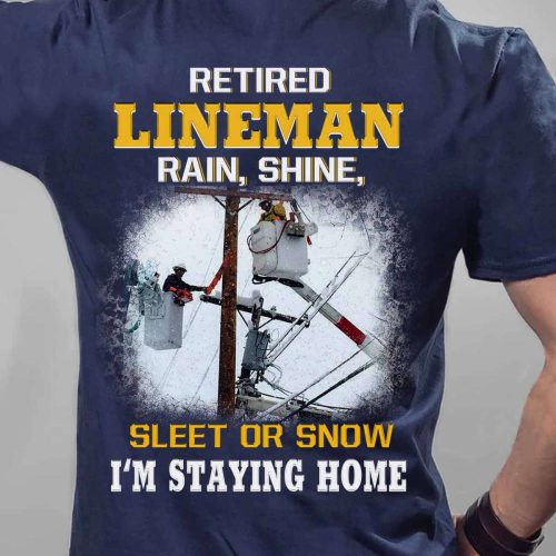 Retired Lineman Navy Blue Lineman T-shirt For Men And Women
