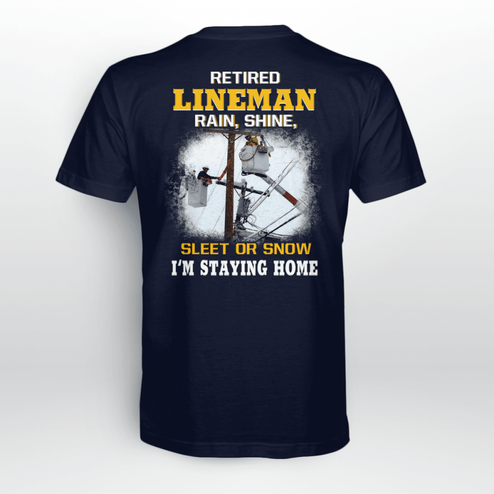 Retired Lineman Navy Blue Lineman T-shirt For Men And Women
