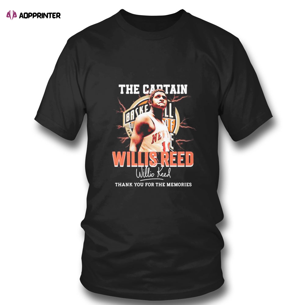 Rip Willis Reed The Captain Basketball Legend Signature 1942 2023 T-shirt