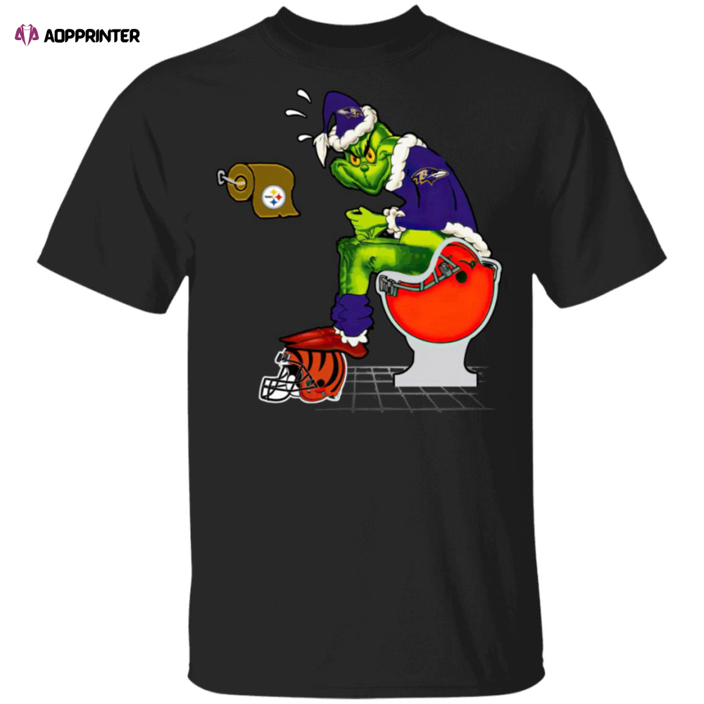 Santa Grinch Baltimore Ravens Shit On Other Teams Christmas Sweater, Shirt