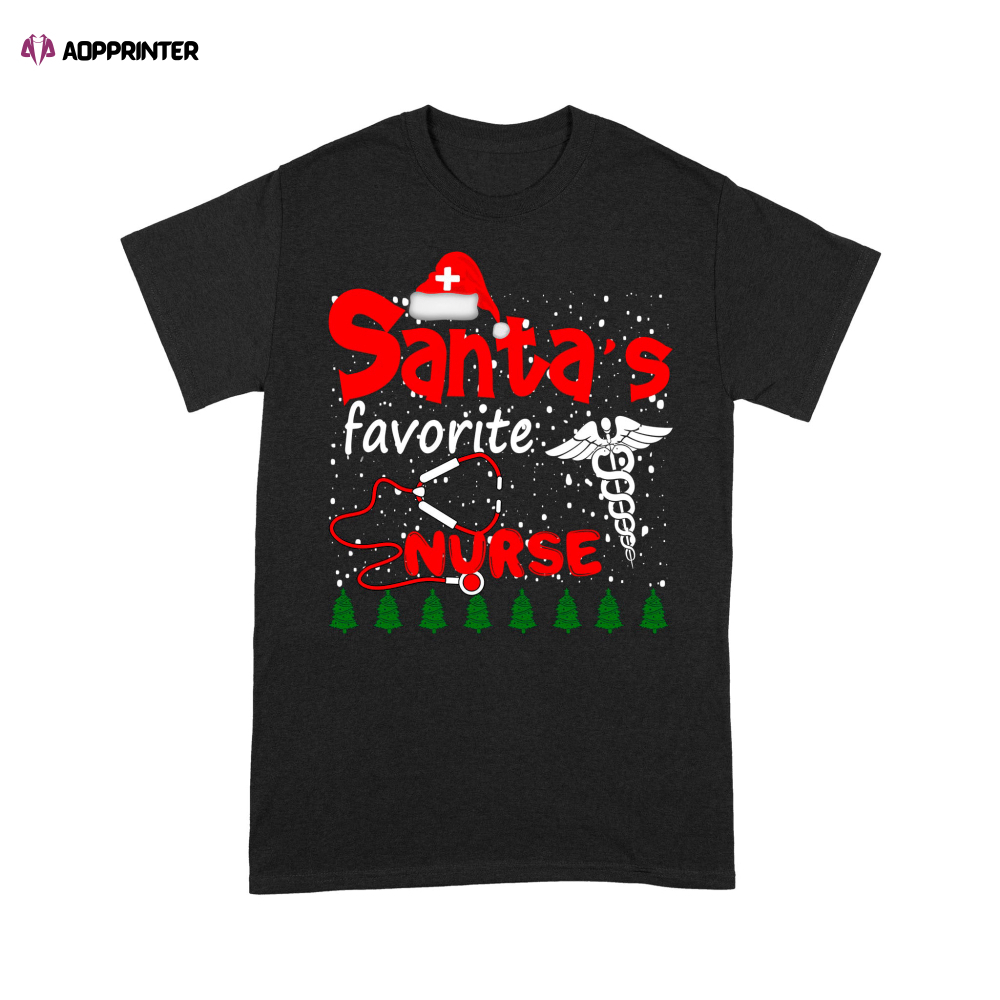 Santa’s Favorite Nurse Funny Christmas Gift For Nurses T-Shirt