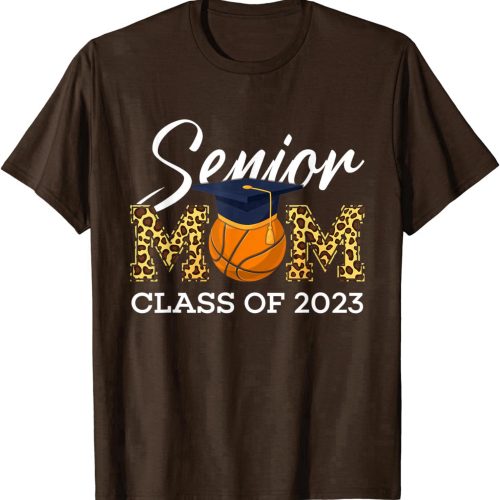 Senior Basketball Mom Class Of 2023 Leopard Graduation Boys T-Shirt