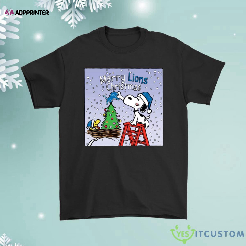 Snoopy And Woodstock Merry Detroit Lions Christmas Shirt