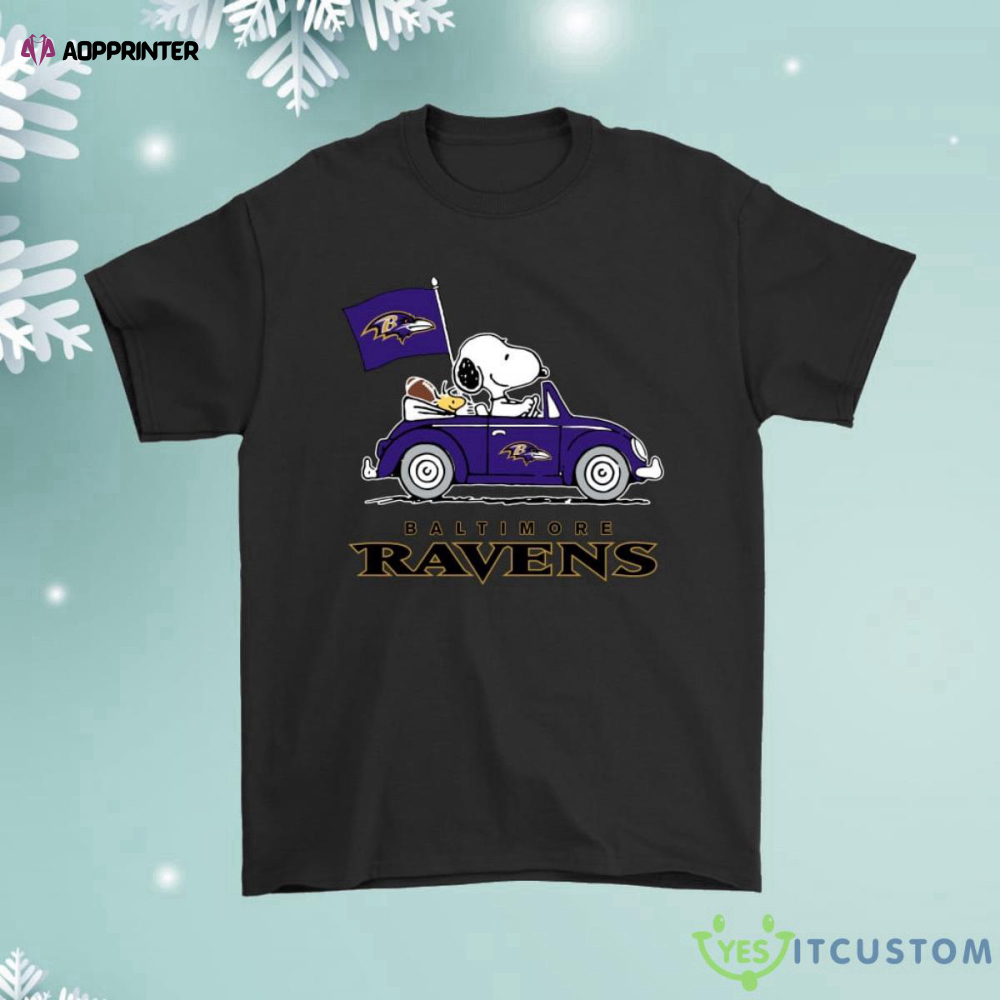 Snoopy And Woodstock Ride The Baltimore Ravens Car Shirt