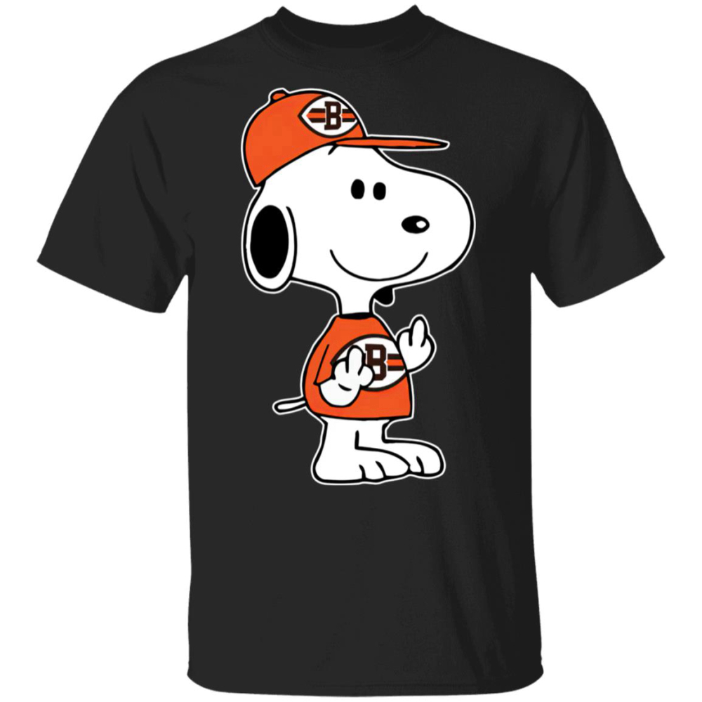 Snoopy Cleveland Browns NFL Double Middle Fingers Fck You Shirt