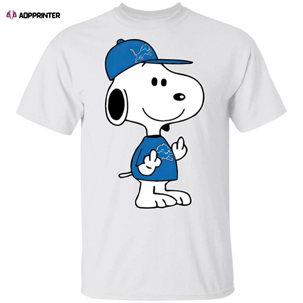 Snoopy Detroit Lions NFL Double Middle Fingers Fck You Shirt