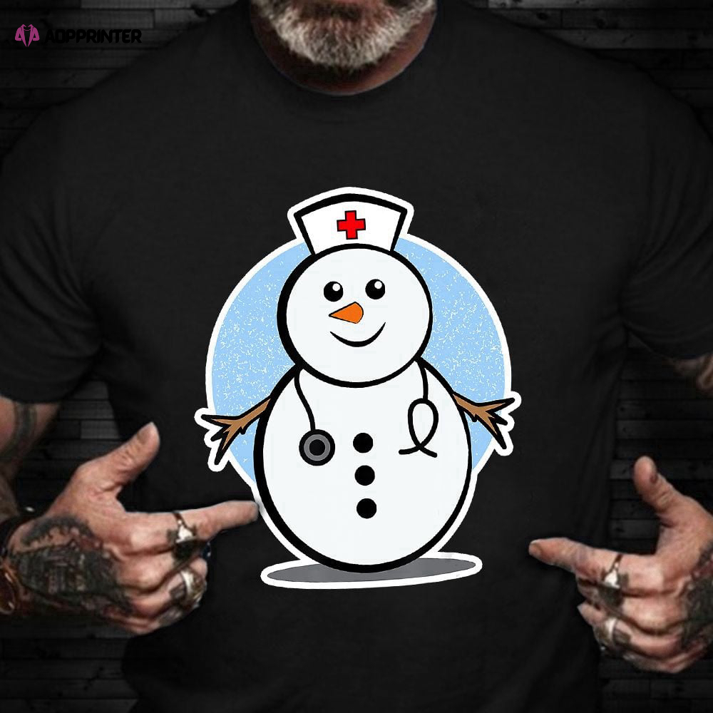 Snowman Nurse Shirt Cute Graphic Merry Christmas T-Shirt Gifts For New Nurses