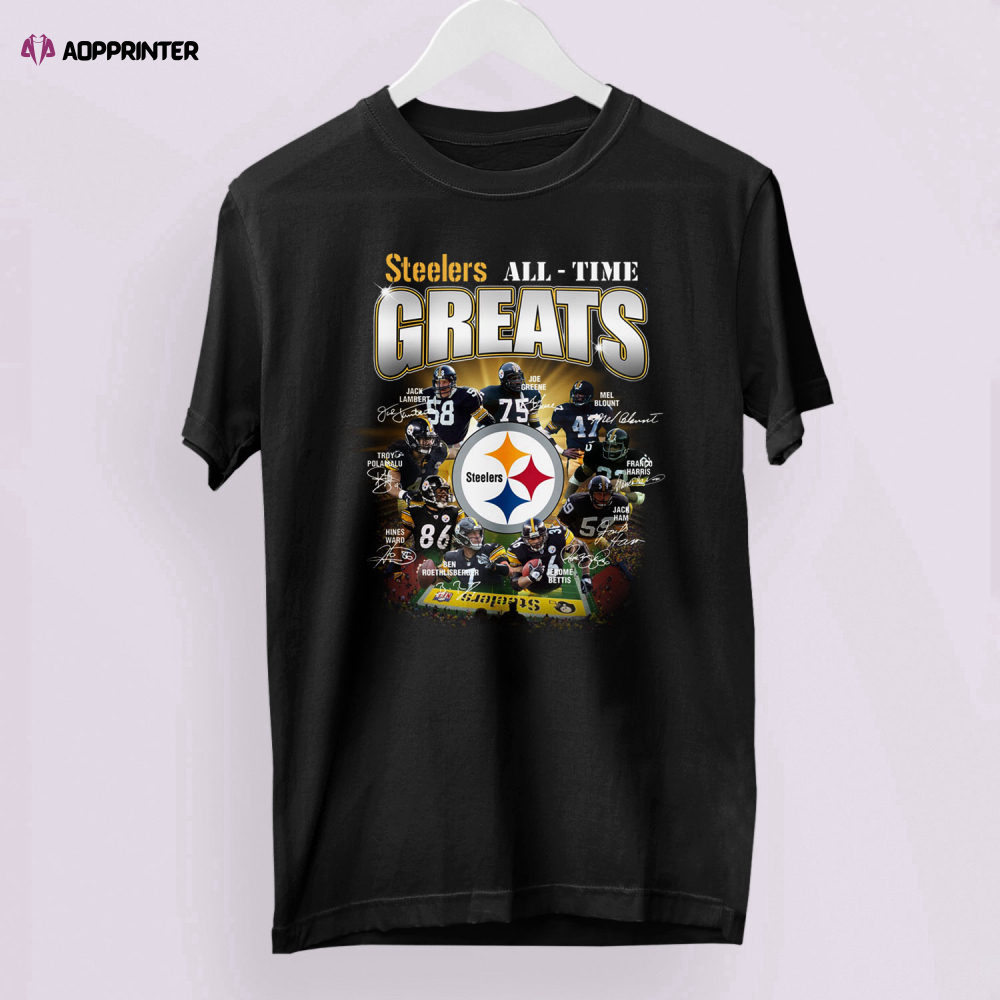 Steelers All-Time Greats Signatures Shirt, Pittsburgh Steelers, Troy Polamalu, Joe Greene Signatures