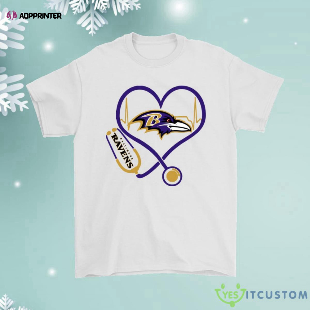 Stethoscope Heartbeat Nurse Symbol Baltimore Ravens Shirt