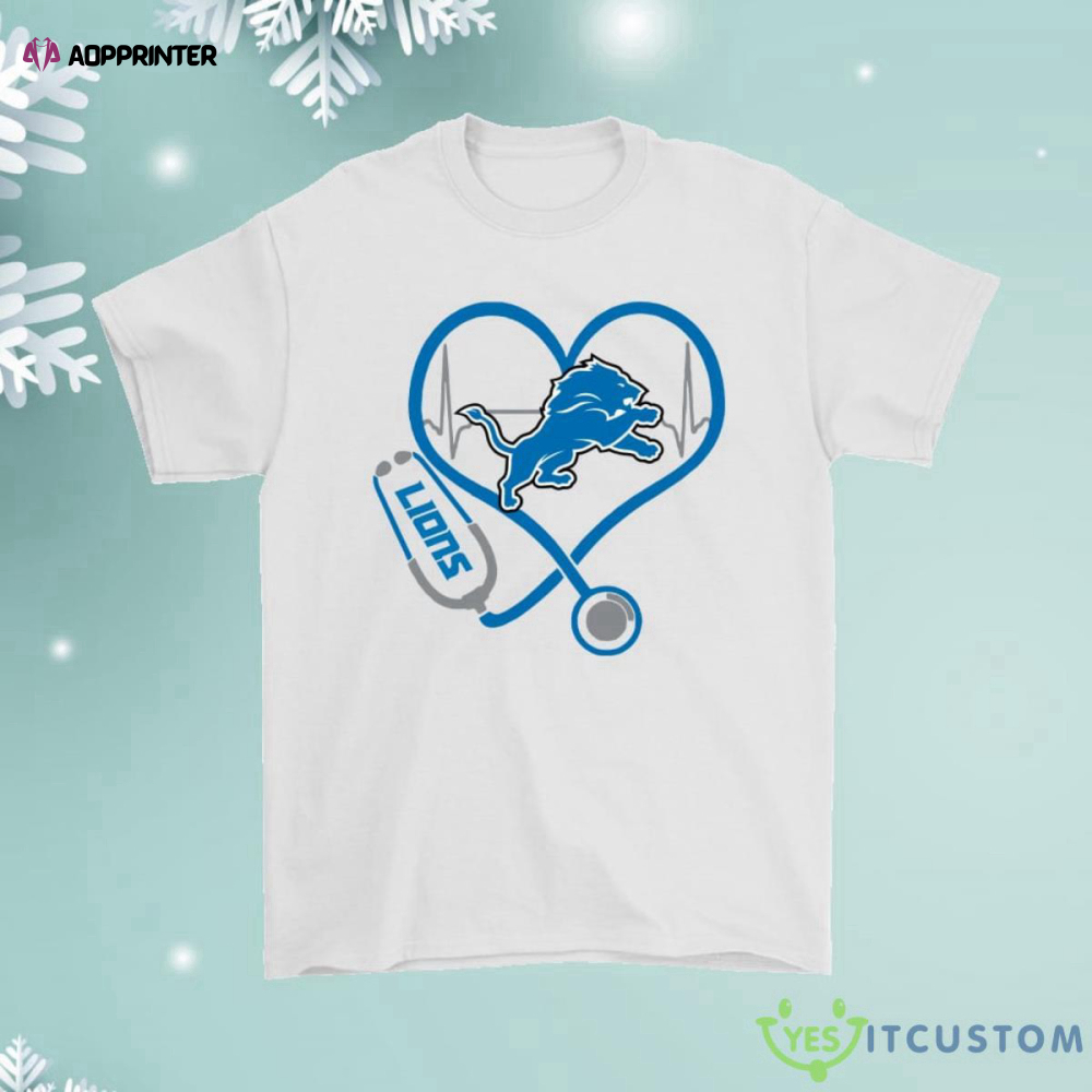 Stethoscope Heartbeat Nurse Symbol Detroit Lions Shirt