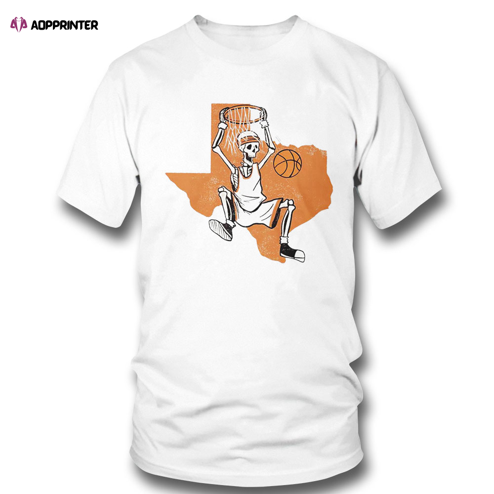 Texas Longhorns Basketball Skeleton Dunk State T-shirt For Men And Women