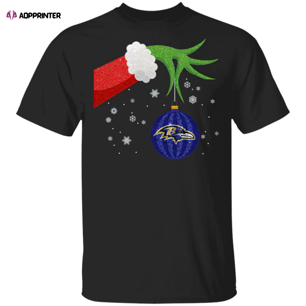 The Grinch Christmas Ornament Baltimore Ravens Shirt