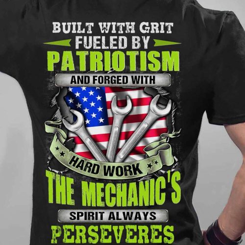 The Mechanic’s Spirit Always Perseveres Black Mechanic T-shirt For Men And Women