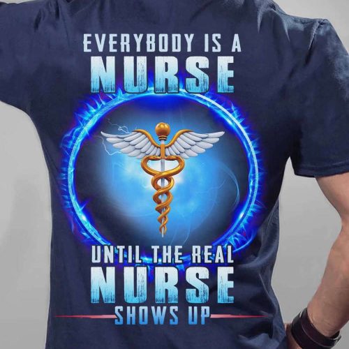 No one fight alone Nurse  Navy Blue T-shirt Funny Gift For Nurses T-Shirt