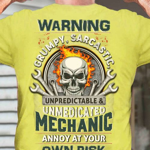 Unpredictable Mechanic Daisey Yellow T-shirt For Men And Women