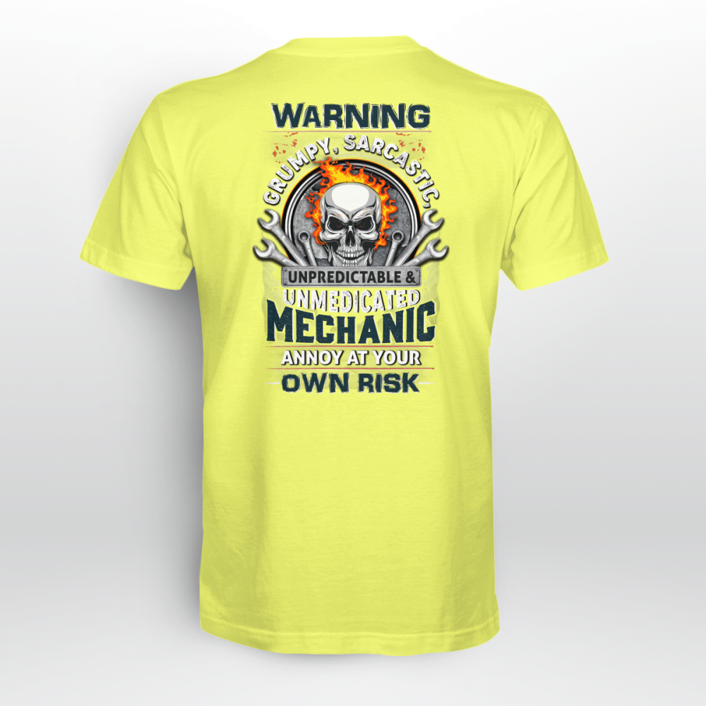 Unpredictable Mechanic Daisey Yellow T-shirt For Men And Women