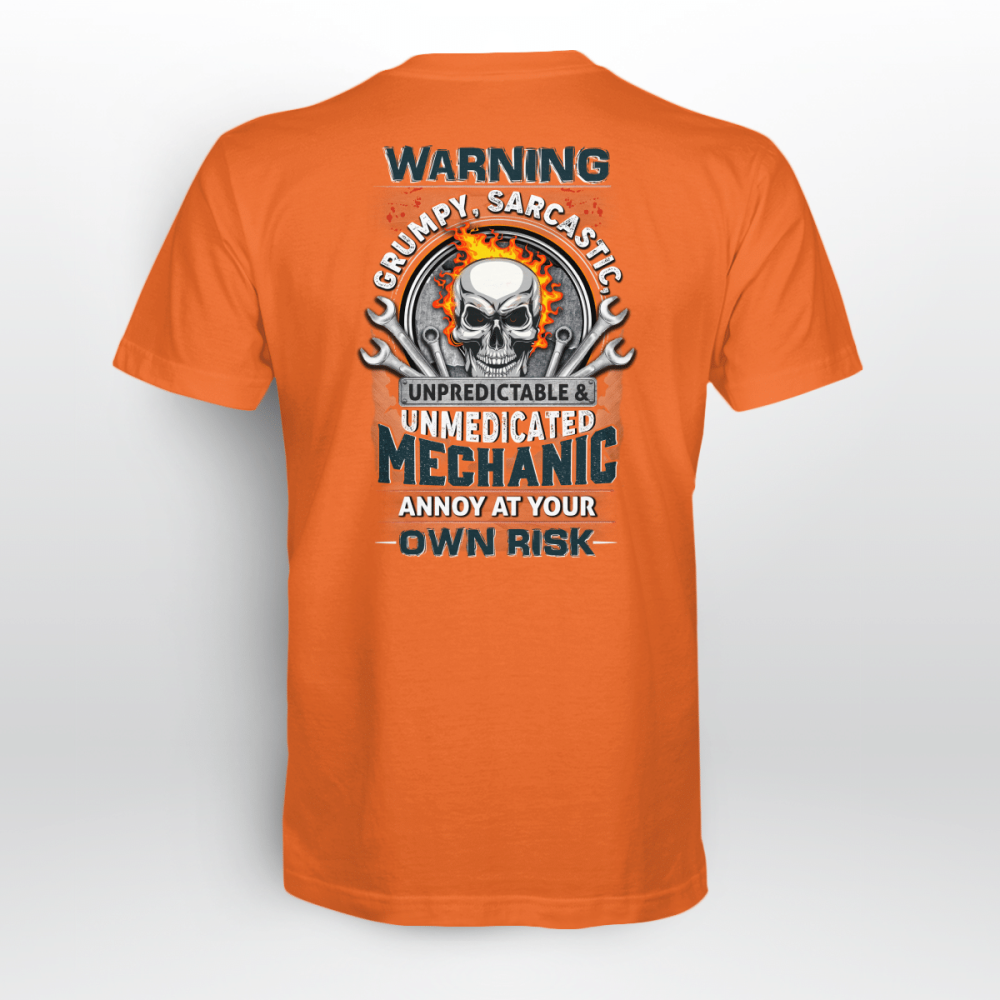 Unpredictable & Unmedicated Mechanic Orange T-shirt For Men And Women