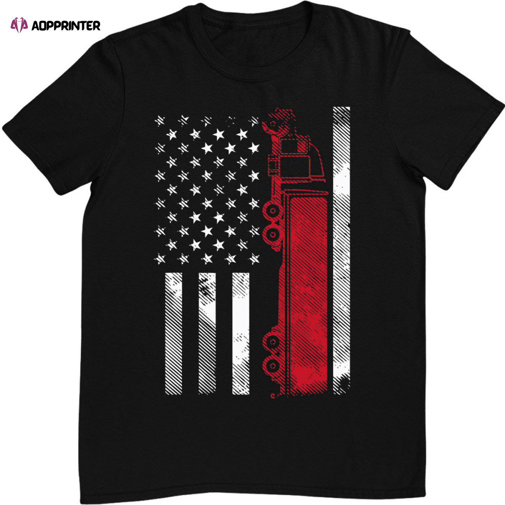 US American Flag Semi Truck Driver 18 Wheeler Trucker Gift T-Shirt