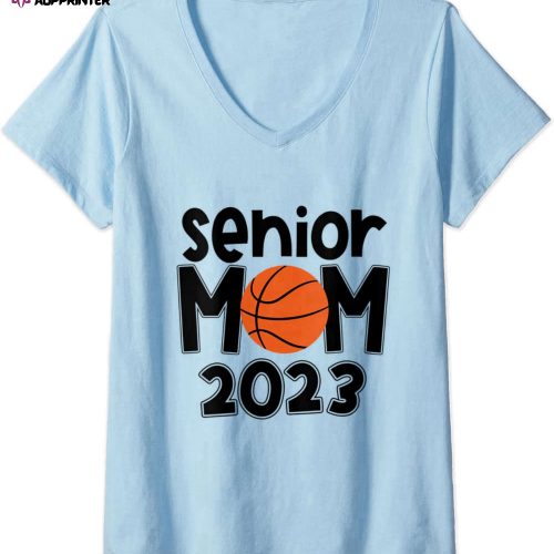 Womens Senior Mom Class Of 2023 Basketball Mom Graduation Apparel V-Neck T-Shirt