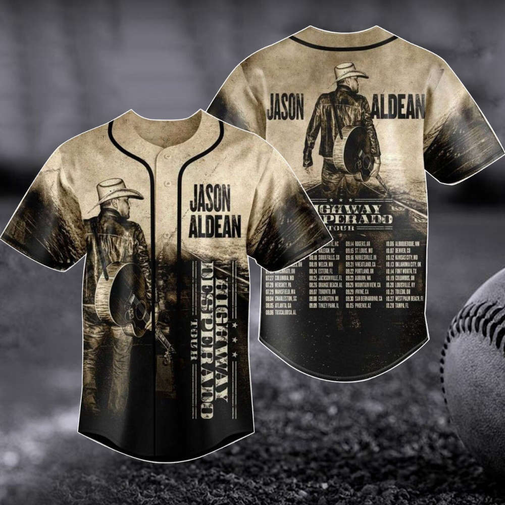Jason Aldean Baseball Jersey: Highway Desperado Tour 3D Shirt Aldean Team Gift