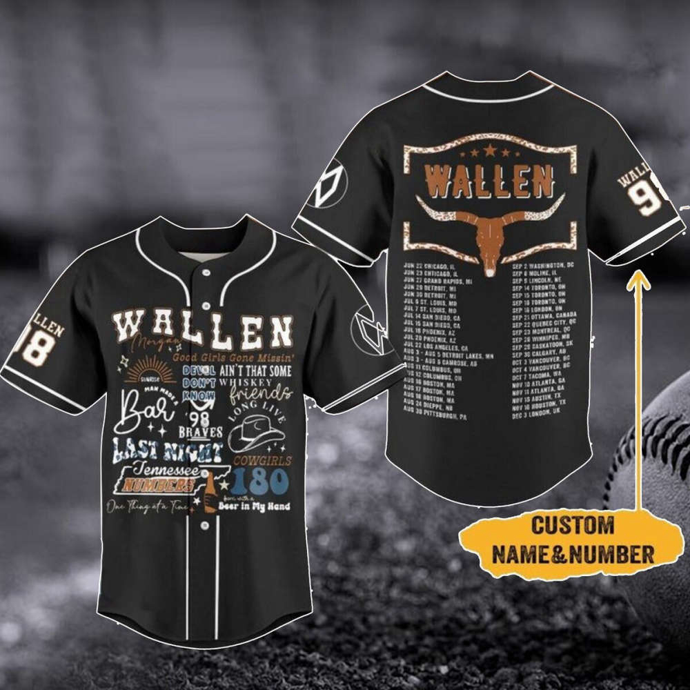 Custom Morgan Wallen Baseball Jersey – One Night At A Time Tour Western Cowboy Country Shirt