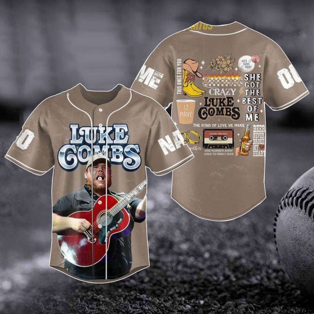 Luke Combs 2023 World Tour Baseball Jersey: Bullhead Design Country Music Concert Shirt Western Merch & Fan Gift