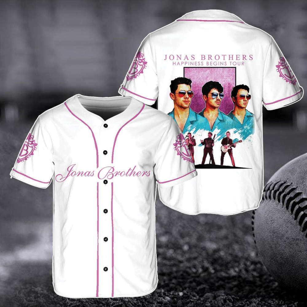 Jonas Brothers Happiness Begins Tour Baseball Jersey 5 Album 1 Night Tour 2023 Official Merchandise