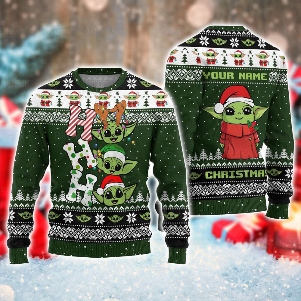 Christmas Ugly Sweater, Personalized Baby Yoda Christmas Sweater Men, Baby Yoda Christmas Shirt, Baby Yoda Woman Sweater, Starwars Christmas