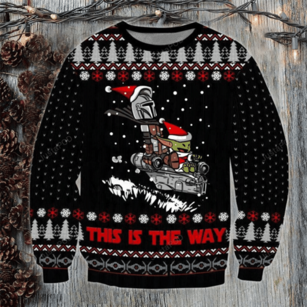 Baby Yoda This Is The Way Ugly Sweater Gifts, Baby Yoda Gift Fan Ugly Sweater