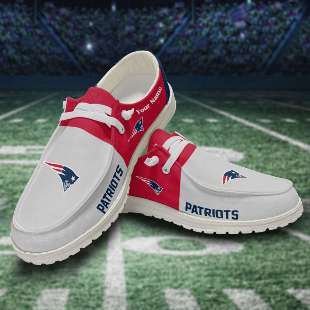 New England Patriots NFL Personalized Hey Dude Sports Shoes – Custom Name Design Perfect Gift For Fans