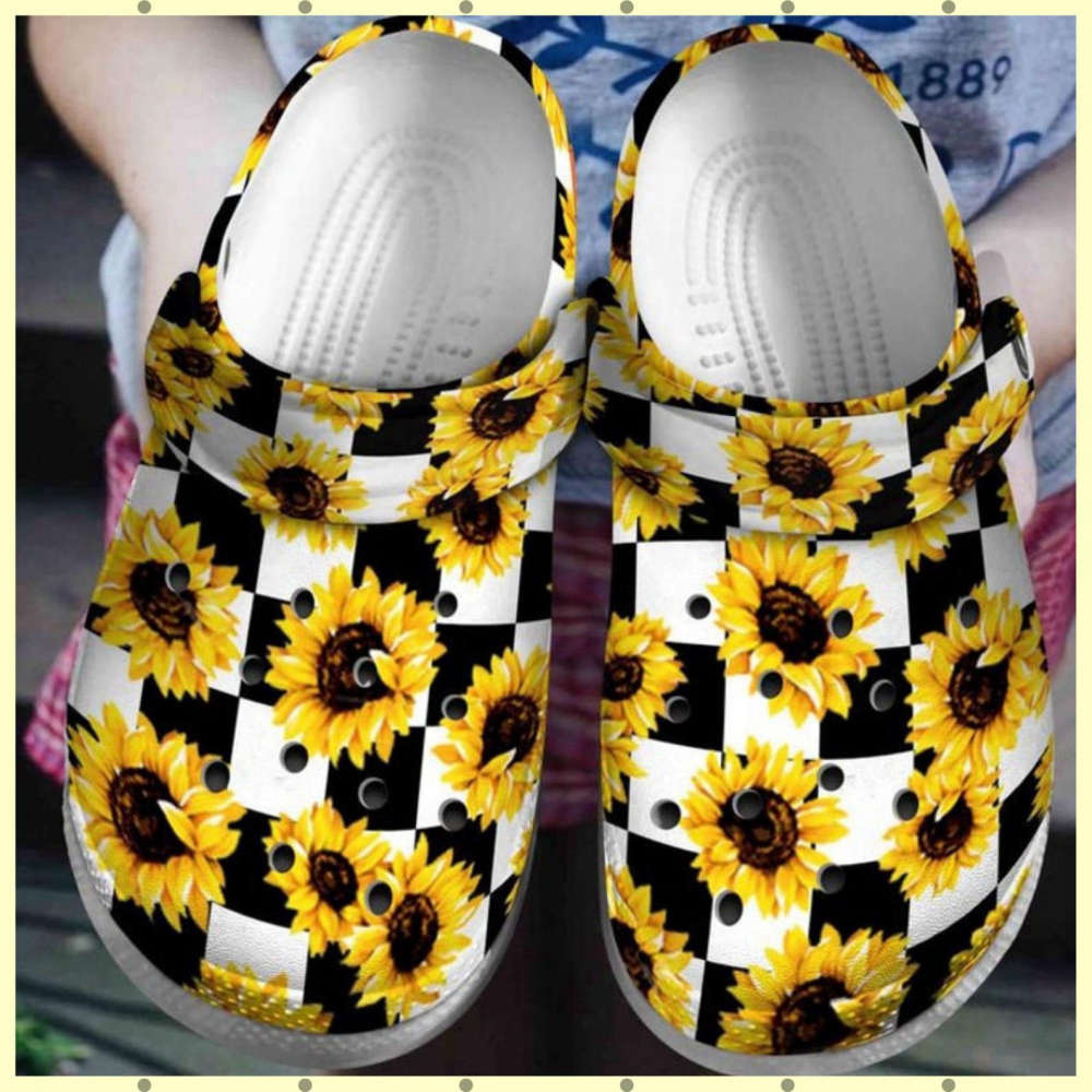 Sunflower white and black Crocs Crocband Clog