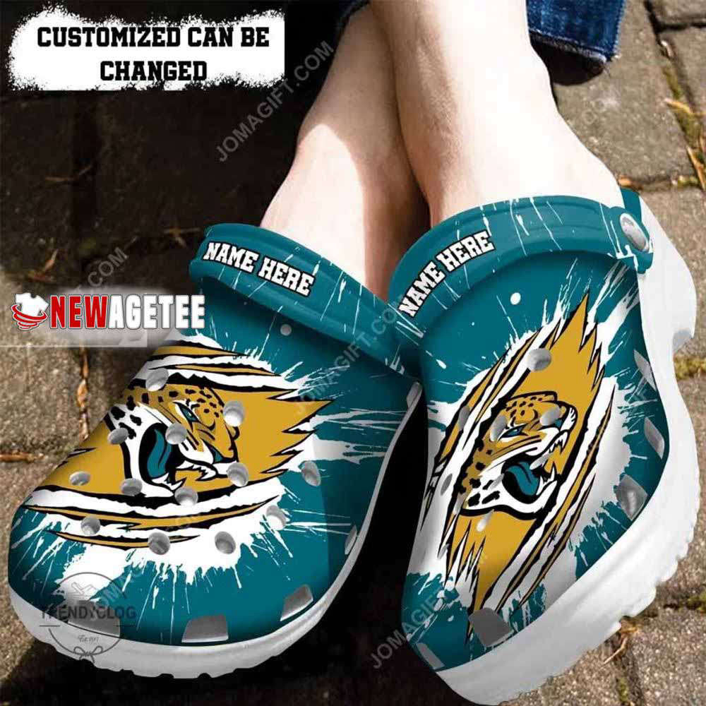 Nfl Jacksonville Jaguars Ripped Claw Custom Name Crocs Clog