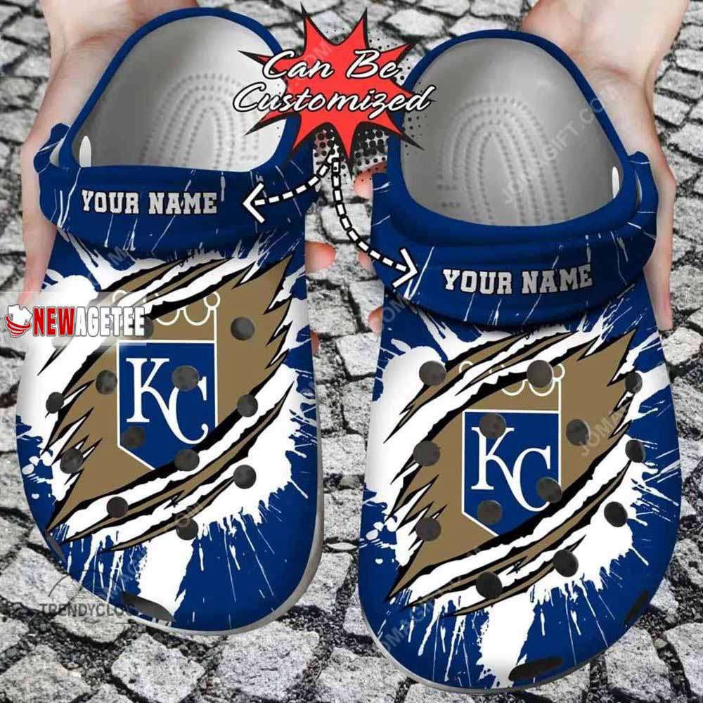 Mlb Kansas City Royals Ripped Claw Custom Name Crocs Clog Fan Gift