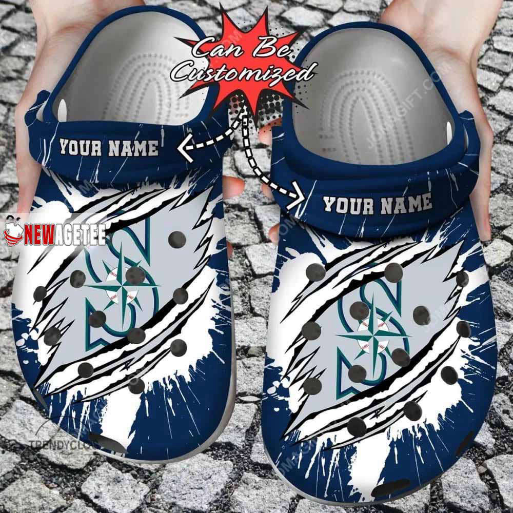 Mlb Seattle Mariners Ripped Claw Custom Name Crocs Clog Fan Gift