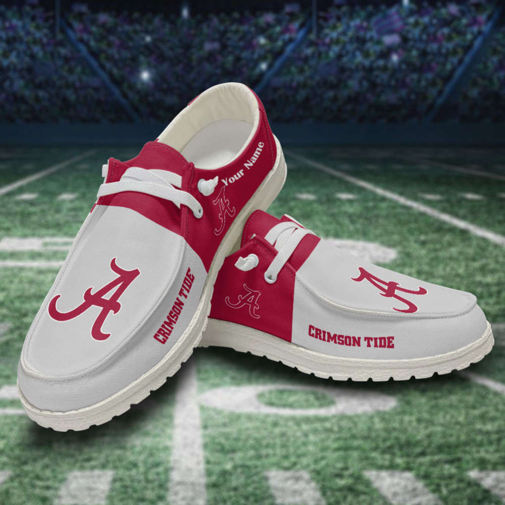 Alabama Crimson Tide Personalized Hey Dude Sports Shoes – Custom Name Design Perfect Gift