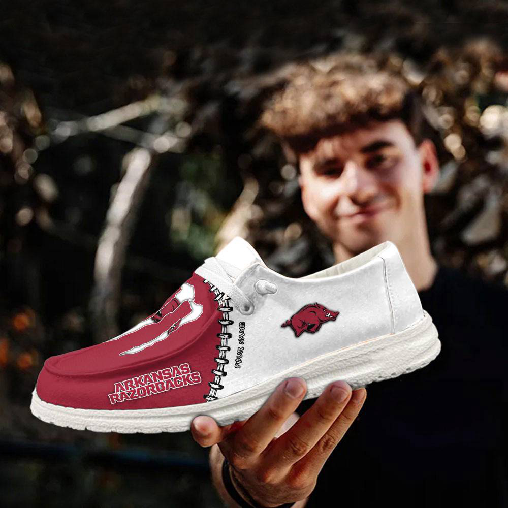 Arkansas Razorbacks NCAA Personalized Hey Dude Sports Shoes – Custom Name Design Perfect Gift For Fans