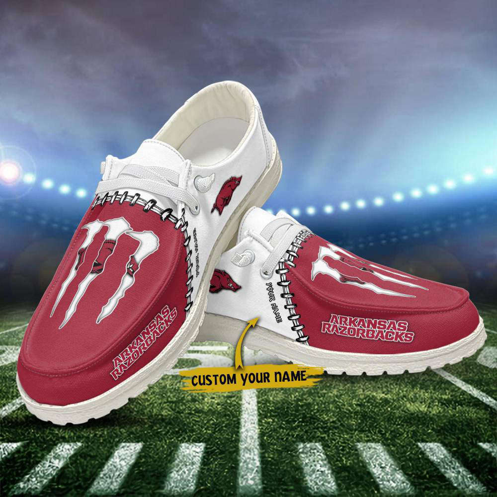 Arkansas Razorbacks NCAA Personalized Hey Dude Sports Shoes – Custom Name Design Perfect Gift For Fans