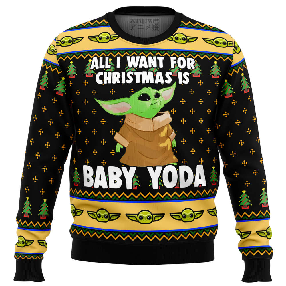 Baby Yoda All I Want Mandalorion Star Wars Ugly Christmas Sweater  Christmas Gift